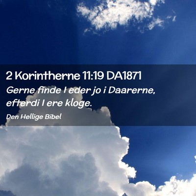Picture 02 - 2 Korintherne 11:19 DA1871 - Gerne finde I eder jo i Daarerne, efterdi I ere - Bible Verse Picture