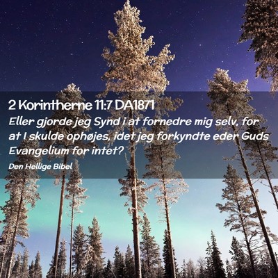 Picture 02 - 2 Korintherne 11:7 DA1871 - Eller gjorde jeg Synd i at fornedre mig selv, for - Bible Verse Picture