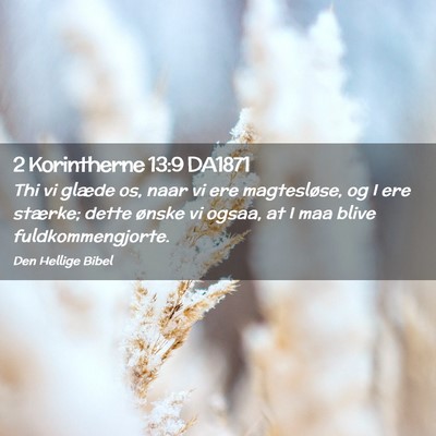 Picture 02 - 2 Korintherne 13:9 DA1871 - Thi vi glæde os, naar vi ere magtesløse, og I - Bible Verse Picture