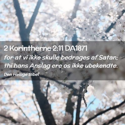 Picture 02 - 2 Korintherne 2:11 DA1871 - for at vi ikke skulle bedrages af Satan; thi hans - Bible Verse Picture