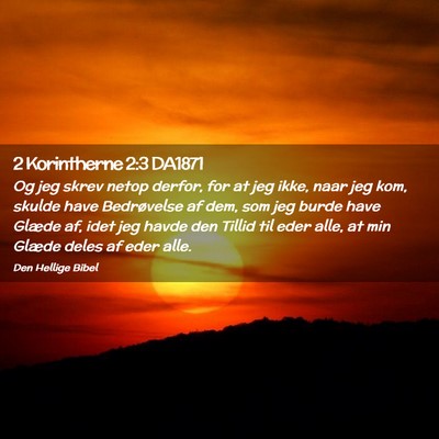 Picture 02 - 2 Korintherne 2:3 DA1871 - Og jeg skrev netop derfor, for at jeg ikke, naar - Bible Verse Picture
