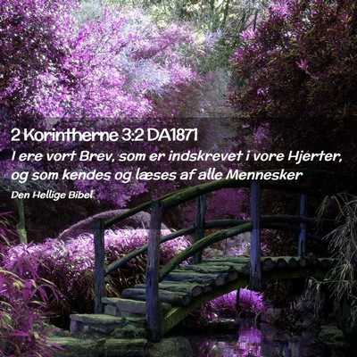 Picture 02 - 2 Korintherne 3:2 DA1871 - I ere vort Brev, som er indskrevet i vore - Bible Verse Picture