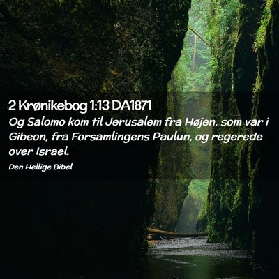 Picture 02 - 2 Krønikebog 1:13 DA1871 - Og Salomo kom til Jerusalem fra Højen, som var i - Bible Verse Picture