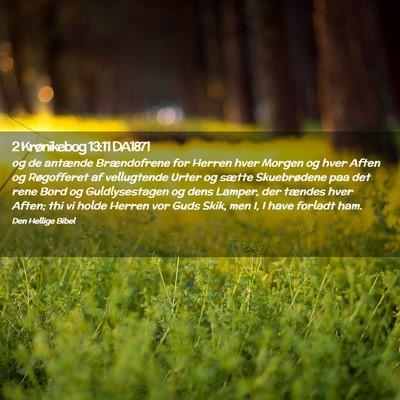 Picture 02 - 2 Krønikebog 13:11 DA1871 - og de antænde Brændofrene for Herren hver - Bible Verse Picture
