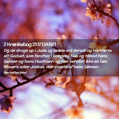 Picture 02 - 2 Krønikebog 21:17 DA1871 - Og de droge op i Juda og brøde ind derudi og - Bible Verse Picture