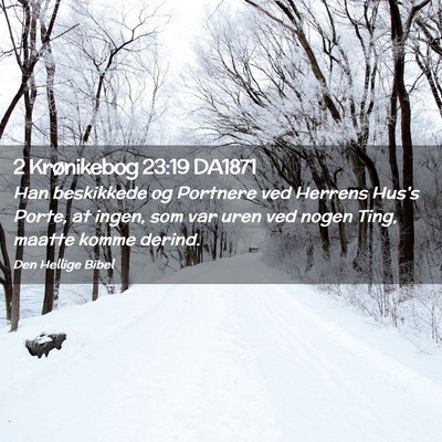 Picture 02 - 2 Krønikebog 23:19 DA1871 - Han beskikkede og Portnere ved Herrens Hus's - Bible Verse Picture