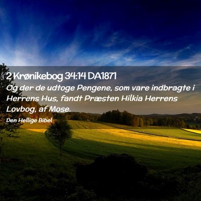 Picture 02 - 2 Krønikebog 34:14 DA1871 - Og der de udtoge Pengene, som vare indbragte i - Bible Verse Picture