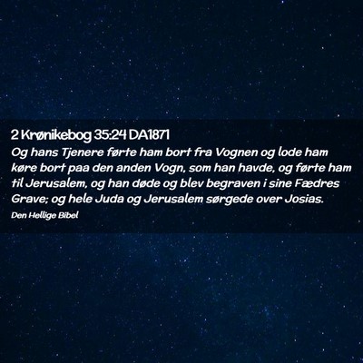 Picture 02 - 2 Krønikebog 35:24 DA1871 - Og hans Tjenere førte ham bort fra Vognen og - Bible Verse Picture