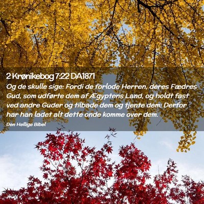 Picture 02 - 2 Krønikebog 7:22 DA1871 - Og de skulle sige: Fordi de forlode Herren, deres - Bible Verse Picture
