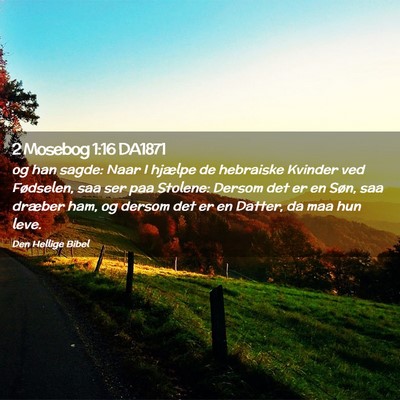 Picture 02 - 2 Mosebog 1:16 DA1871 - og han sagde: Naar I hjælpe de hebraiske Kvinder - Bible Verse Picture