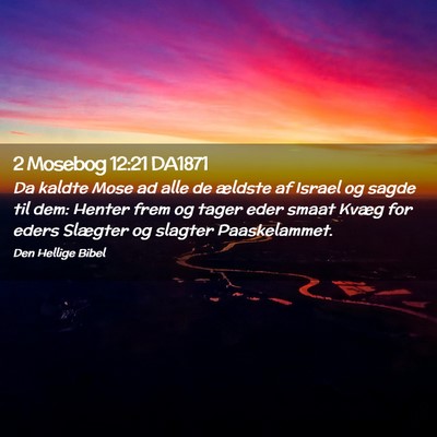 Picture 02 - 2 Mosebog 12:21 DA1871 - Da kaldte Mose ad alle de ældste af Israel og - Bible Verse Picture