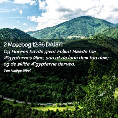 Picture 02 - 2 Mosebog 12:36 DA1871 - Og Herren havde givet Folket Naade for - Bible Verse Picture