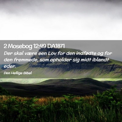 Picture 02 - 2 Mosebog 12:49 DA1871 - Der skal være een Lov for den indfødte og for - Bible Verse Picture