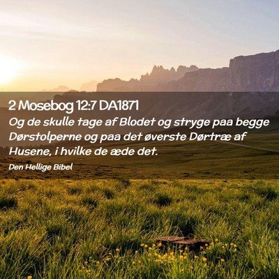 Picture 02 - 2 Mosebog 12:7 DA1871 - Og de skulle tage af Blodet og stryge paa begge - Bible Verse Picture