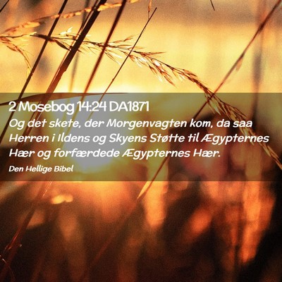 Picture 02 - 2 Mosebog 14:24 DA1871 - Og det skete, der Morgenvagten kom, da saa Herren - Bible Verse Picture