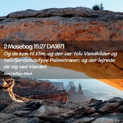 Picture 02 - 2 Mosebog 15:27 DA1871 - Og de kom til Elim, og der var tolv Vandkilder og - Bible Verse Picture
