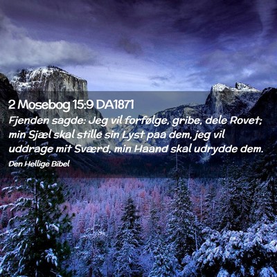 Picture 02 - 2 Mosebog 15:9 DA1871 - Fjenden sagde: Jeg vil forfølge, gribe, dele - Bible Verse Picture