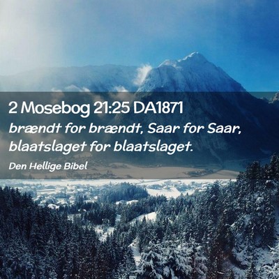 Picture 02 - 2 Mosebog 21:25 DA1871 - brændt for brændt, Saar for Saar, blaatslaget - Bible Verse Picture