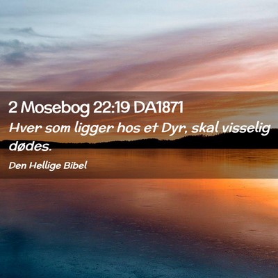 Picture 02 - 2 Mosebog 22:19 DA1871 - Hver som ligger hos et Dyr, skal visselig - Bible Verse Picture