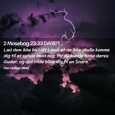 Picture 02 - 2 Mosebog 23:33 DA1871 - Lad dem ikke bo i dit Land, at de ikke skulle - Bible Verse Picture