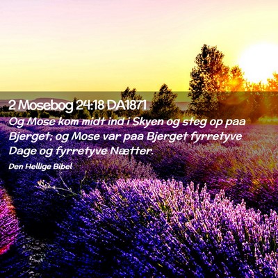 Picture 02 - 2 Mosebog 24:18 DA1871 - Og Mose kom midt ind i Skyen og steg op paa - Bible Verse Picture