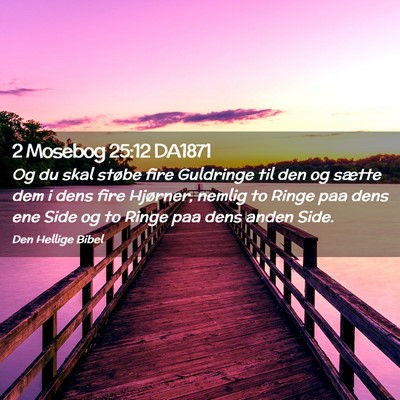 Picture 02 - 2 Mosebog 25:12 DA1871 - Og du skal støbe fire Guldringe til den og - Bible Verse Picture