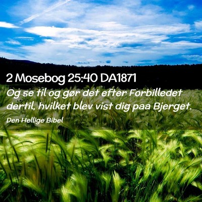 Picture 02 - 2 Mosebog 25:40 DA1871 - Og se til og gør det efter Forbilledet dertil, - Bible Verse Picture