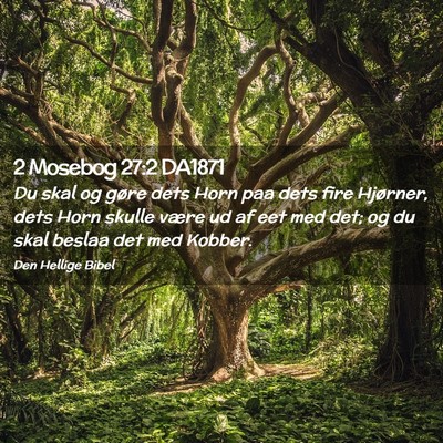 Picture 02 - 2 Mosebog 27:2 DA1871 - Du skal og gøre dets Horn paa dets fire - Bible Verse Picture