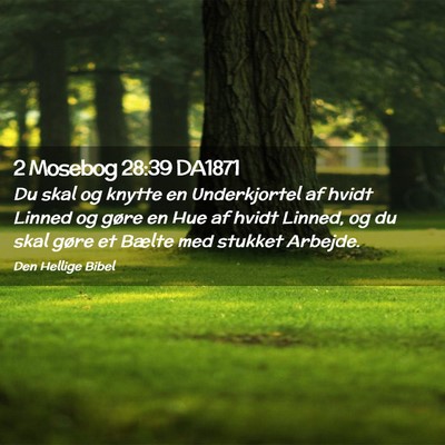 Picture 02 - 2 Mosebog 28:39 DA1871 - Du skal og knytte en Underkjortel af hvidt Linned - Bible Verse Picture