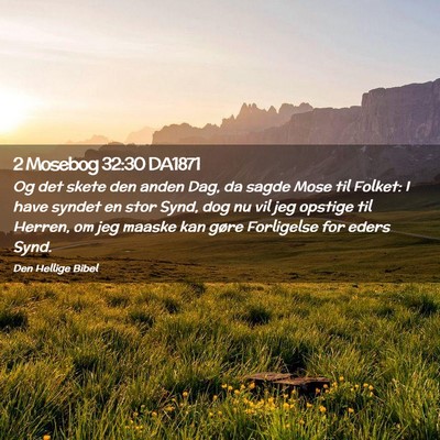 Picture 02 - 2 Mosebog 32:30 DA1871 - Og det skete den anden Dag, da sagde Mose til - Bible Verse Picture
