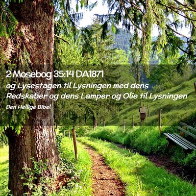 Picture 02 - 2 Mosebog 35:14 DA1871 - og Lysestagen til Lysningen med dens Redskaber og - Bible Verse Picture