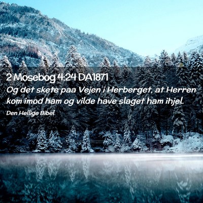 Picture 02 - 2 Mosebog 4:24 DA1871 - Og det skete paa Vejen i Herberget, at Herren kom - Bible Verse Picture