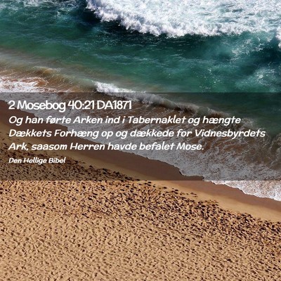 Picture 02 - 2 Mosebog 40:21 DA1871 - Og han førte Arken ind i Tabernaklet og hængte - Bible Verse Picture