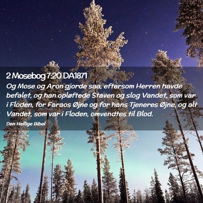 Picture 02 - 2 Mosebog 7:20 DA1871 - Og Mose og Aron gjorde saa, eftersom Herren havde - Bible Verse Picture