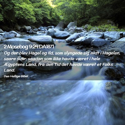 Picture 02 - 2 Mosebog 9:24 DA1871 - Og der blev Hagel og Ild, som slyngede sig midt i - Bible Verse Picture
