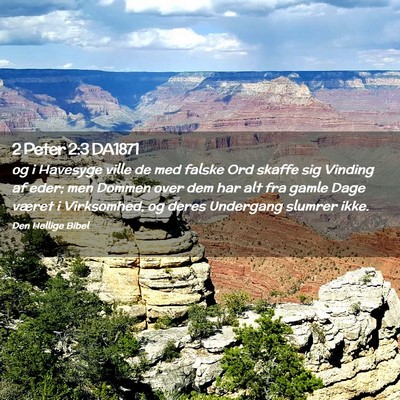 Picture 02 - 2 Peter 2:3 DA1871 - og i Havesyge ville de med falske Ord skaffe sig - Bible Verse Picture
