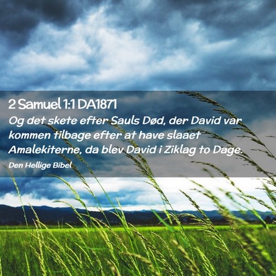 Picture 02 - 2 Samuel 1:1 DA1871 - Og det skete efter Sauls Død, der David var - Bible Verse Picture