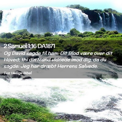 Picture 02 - 2 Samuel 1:16 DA1871 - Og David sagde til ham: Dit Blod være over dit - Bible Verse Picture