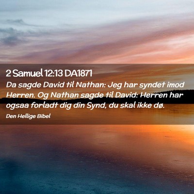 Picture 02 - 2 Samuel 12:13 DA1871 - Da sagde David til Nathan: Jeg har syndet imod - Bible Verse Picture