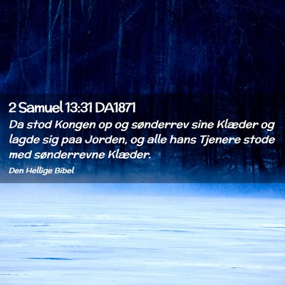 Picture 02 - 2 Samuel 13:31 DA1871 - Da stod Kongen op og sønderrev sine Klæder og - Bible Verse Picture