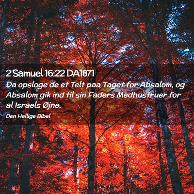 Picture 02 - 2 Samuel 16:22 DA1871 - Da opsloge de et Telt paa Taget for Absalom, og - Bible Verse Picture