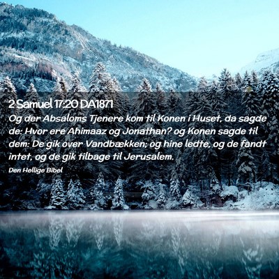 Picture 02 - 2 Samuel 17:20 DA1871 - Og der Absaloms Tjenere kom til Konen i Huset, da - Bible Verse Picture