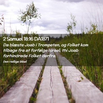 Picture 02 - 2 Samuel 18:16 DA1871 - Da blæste Joab i Trompeten, og Folket kom - Bible Verse Picture