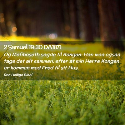 Picture 02 - 2 Samuel 19:30 DA1871 - Og Mefiboseth sagde til Kongen: Han maa ogsaa - Bible Verse Picture
