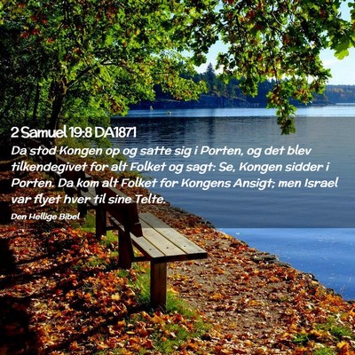Picture 02 - 2 Samuel 19:8 DA1871 - Da stod Kongen op og satte sig i Porten, og det - Bible Verse Picture