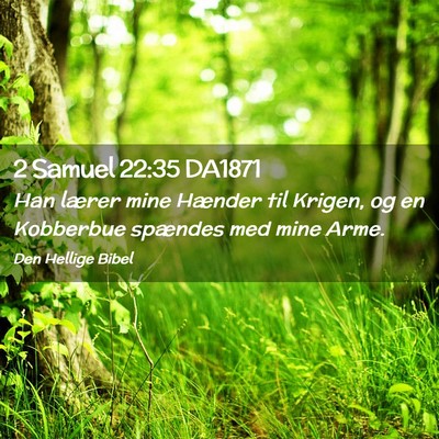 Picture 02 - 2 Samuel 22:35 DA1871 - Han lærer mine Hænder til Krigen, og en - Bible Verse Picture