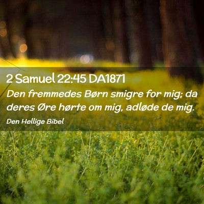 Picture 02 - 2 Samuel 22:45 DA1871 - Den fremmedes Børn smigre for mig; da deres Øre - Bible Verse Picture