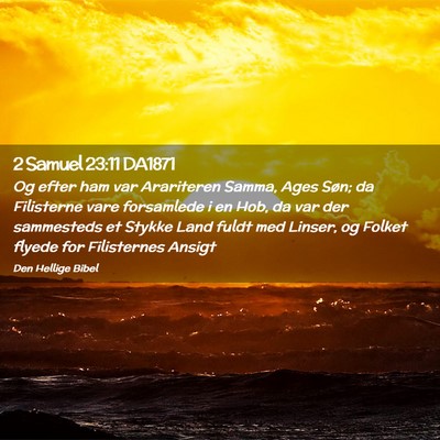 Picture 02 - 2 Samuel 23:11 DA1871 - Og efter ham var Arariteren Samma, Ages Søn; da - Bible Verse Picture