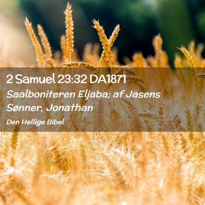 Picture 02 - 2 Samuel 23:32 DA1871 - Saalboniteren Eljaba; af Jasens Sønner, - Bible Verse Picture