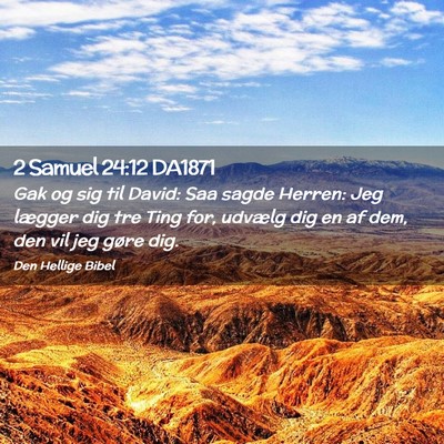 Picture 02 - 2 Samuel 24:12 DA1871 - Gak og sig til David: Saa sagde Herren: Jeg - Bible Verse Picture
